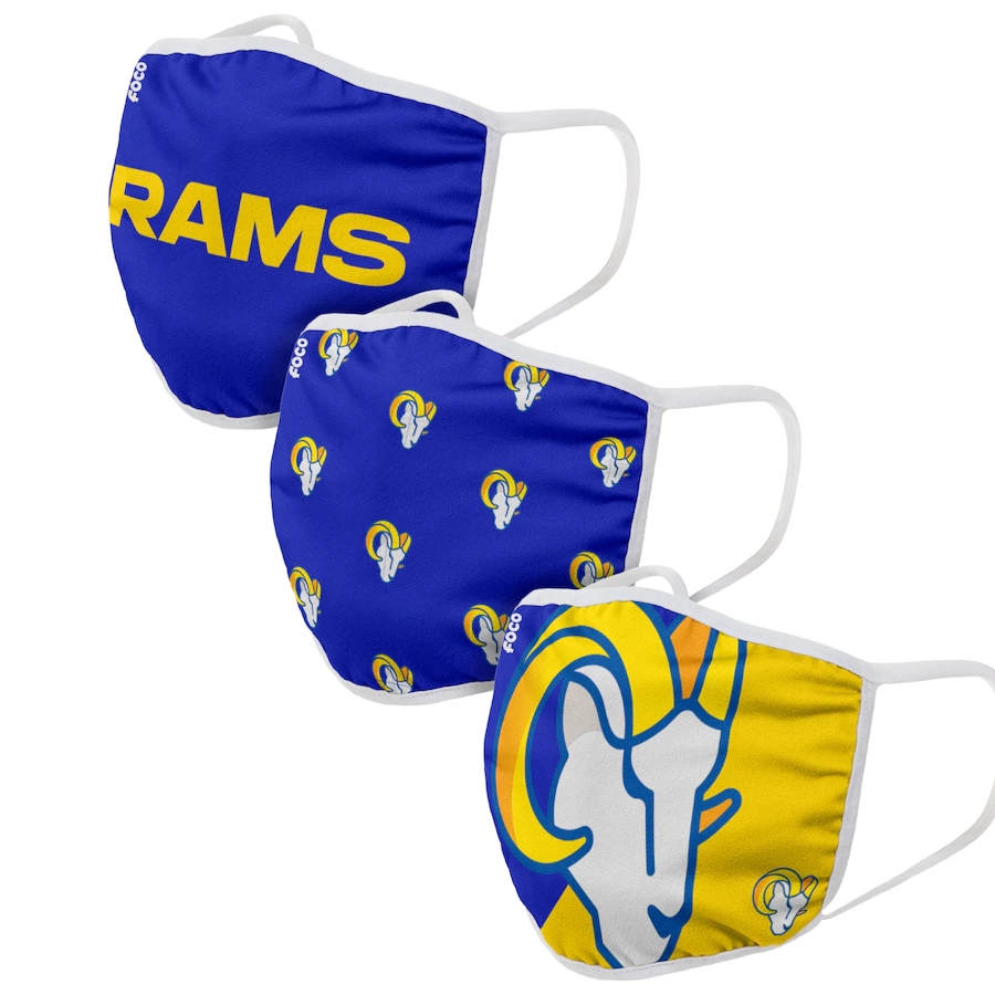  Los Angeles Rams Adult Face Covering 3-PackDust mask with filter->atlanta falcons->NFL Jersey